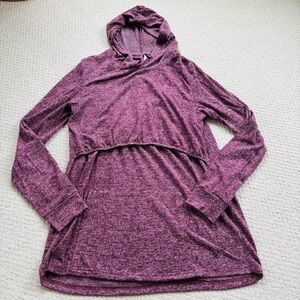 Latched Mama Maroon Hooded fleece nursing Top